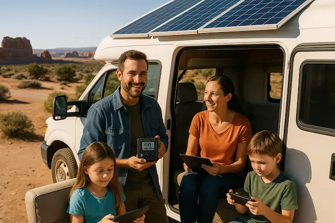 A Family Enjoying The Results of Its Renogy 400W RV Solar Kit On The Road