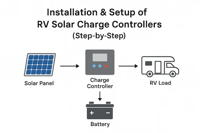 The Image Shows The Step-by-step Guide To Install RV Solar Charge Controller