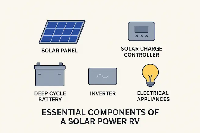 The image shows the essential components of a solar system