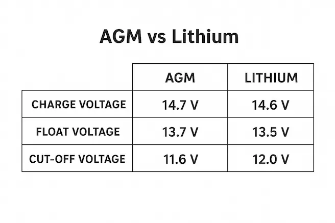 AGM Vs Lithium Comparison Table